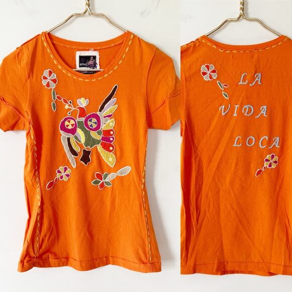 Buffalo David Bitton Tops - Vintage Y2K Buffalo David Bitton Embroidered La Vida Loca Floral
Bird Baby Tee M